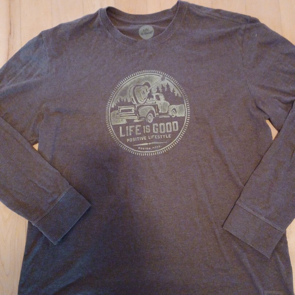 Life is Good men's long-sleeve brown crusher tee